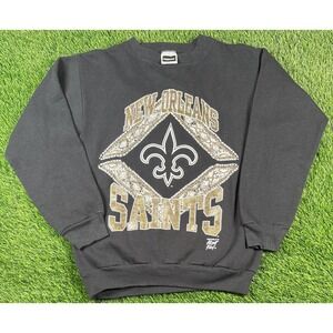 Tultex 80s 90s New Orleans Saints Football Sweatshirt Adults M Vtg Unisex Black